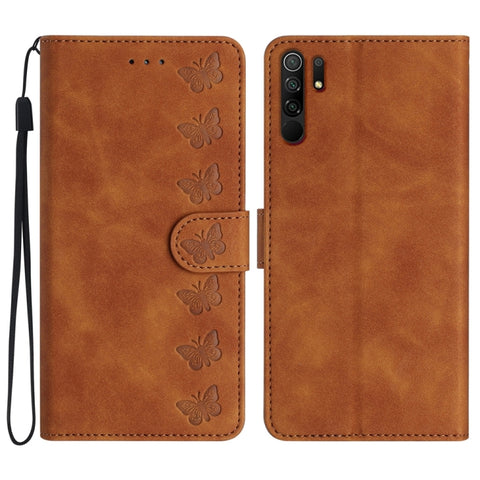 Seven Butterflies Embossed Leather Phone Case, For Xiaomi Redmi Note 9 5G / Note 9T, For Xiaomi Mi 10T Lite, For Xiaomi Mi 10T / 10T Pro, For Xiaomi Redmi 9A, For Xiaomi Redmi 9, For Xiaomi Redmi 9C, For Xiaomi Redmi Note 8T