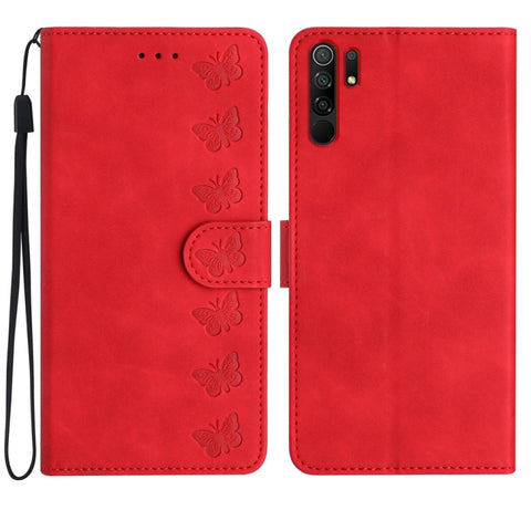 Seven Butterflies Embossed Leather Phone Case, For Xiaomi Redmi Note 9 5G / Note 9T, For Xiaomi Mi 10T Lite, For Xiaomi Mi 10T / 10T Pro, For Xiaomi Redmi 9A, For Xiaomi Redmi 9, For Xiaomi Redmi 9C, For Xiaomi Redmi Note 8T