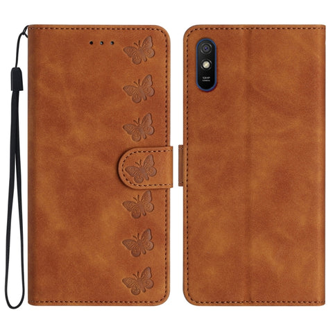 Seven Butterflies Embossed Leather Phone Case, For Xiaomi Redmi Note 9 5G / Note 9T, For Xiaomi Mi 10T Lite, For Xiaomi Mi 10T / 10T Pro, For Xiaomi Redmi 9A, For Xiaomi Redmi 9, For Xiaomi Redmi 9C, For Xiaomi Redmi Note 8T