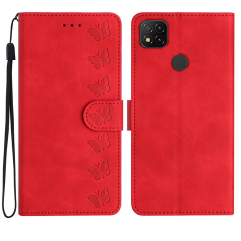 Seven Butterflies Embossed Leather Phone Case, For Xiaomi Redmi Note 9 5G / Note 9T, For Xiaomi Mi 10T Lite, For Xiaomi Mi 10T / 10T Pro, For Xiaomi Redmi 9A, For Xiaomi Redmi 9, For Xiaomi Redmi 9C, For Xiaomi Redmi Note 8T