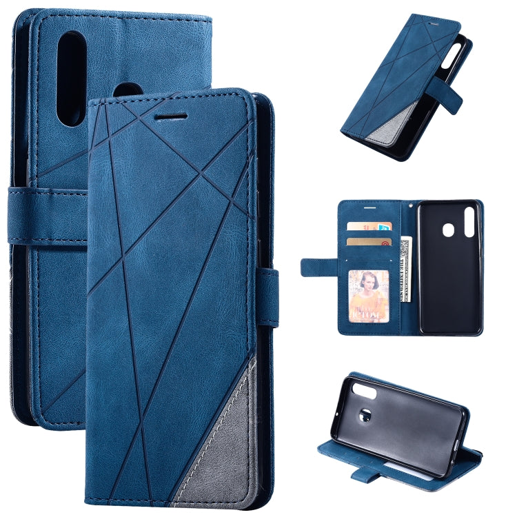 Skin Feel Splicing Horizontal Flip Leather Case with Holder & Card Slots & Wallet & Photo Frame, For Samsung Galaxy A20, For Samsung Galaxy A20e