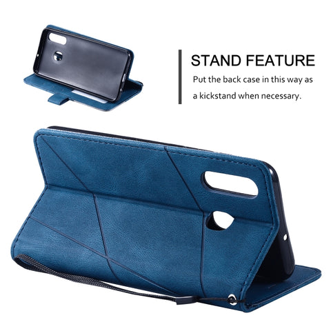 Skin Feel Splicing Horizontal Flip Leather Case with Holder & Card Slots & Wallet & Photo Frame, For Samsung Galaxy A20, For Samsung Galaxy A20e