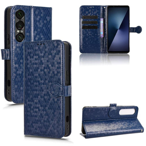 Honeycomb Dot Texture Leather Phone Case, For Sony Xperia 10 VIII, For Sony Xperia 1 VIII, For Sony Xperia 10 VII, For Sony Xperia 1 VII, For Sony Xperia 10 VI, For Sony Xperia 1 VI, For Sony Xperia 1 V, For Sony Xperia 10 V