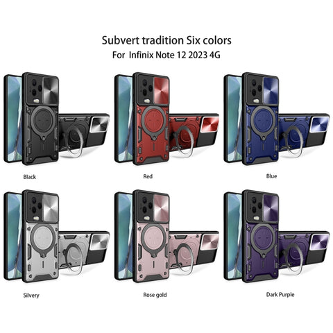 CD Texture Sliding Camshield Magnetic Holder Phone Case, For Infinix Note 12 4G