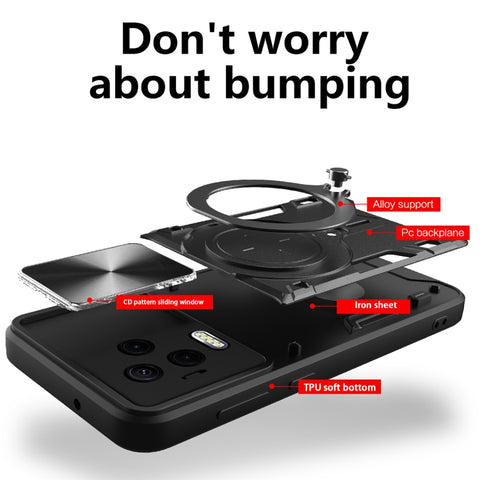 CD Texture Sliding Camshield Magnetic Holder Phone Case, For Infinix Note 12 4G