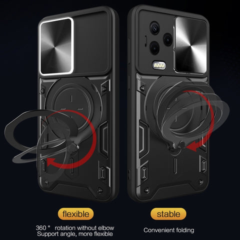 CD Texture Sliding Camshield Magnetic Holder Phone Case, For Infinix Note 12 4G