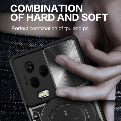 CD Texture Sliding Camshield Magnetic Holder Phone Case, For Infinix Note 12 4G
