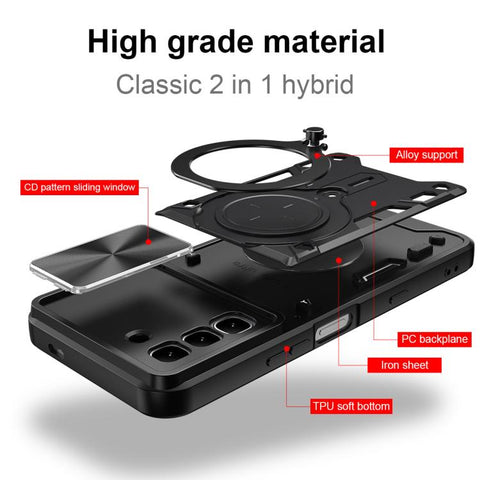 CD Texture Sliding Camshield Magnetic Holder Phone Case, For Infinix Hot 70 5G, For Infinix Note 60 Ultra 5G, For Infinix Note Edge 5G, For Infinix Note 60 Pro 5G, For Infinix GT 30 Pro, For Infinix Note 50s, For Infinix Note 50x                       ...