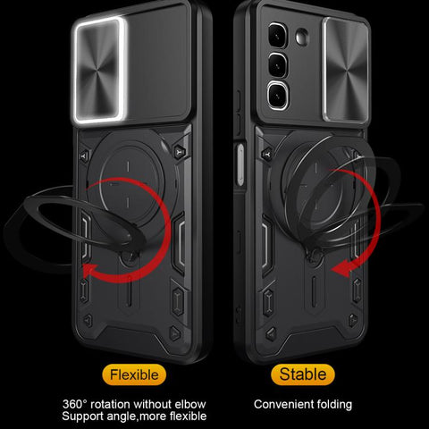 CD Texture Sliding Camshield Magnetic Holder Phone Case, For Infinix Hot 70 5G, For Infinix Note 60 Ultra 5G, For Infinix Note Edge 5G, For Infinix Note 60 Pro 5G, For Infinix GT 30 Pro, For Infinix Note 50s, For Infinix Note 50x                       ...