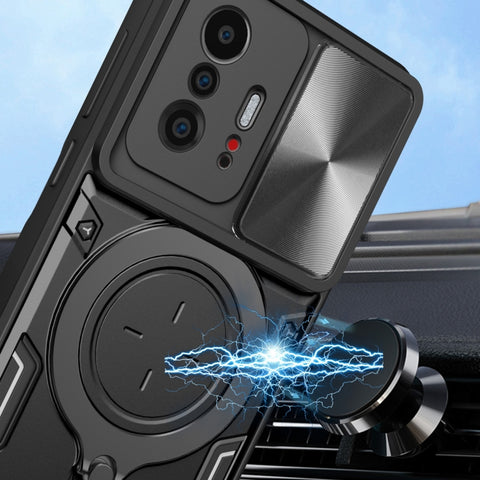 CD Texture Sliding Camshield Magnetic Holder Phone Case, For Xiaomi 11T, For Xiaomi Mi 11 Lite 4G / 5G, For Xiaomi Redmi Note 10 Pro 4G, For Xiaomi Redmi Note 9 4G