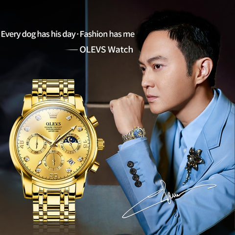 OLEVS 2889 Men Multifunctional Luminous Waterproof Quartz Watch