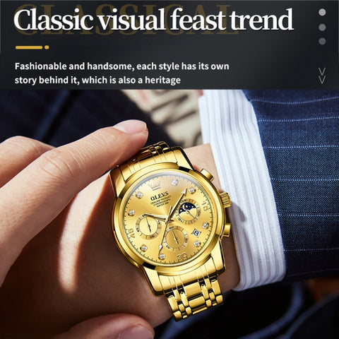 OLEVS 2889 Men Multifunctional Luminous Waterproof Quartz Watch