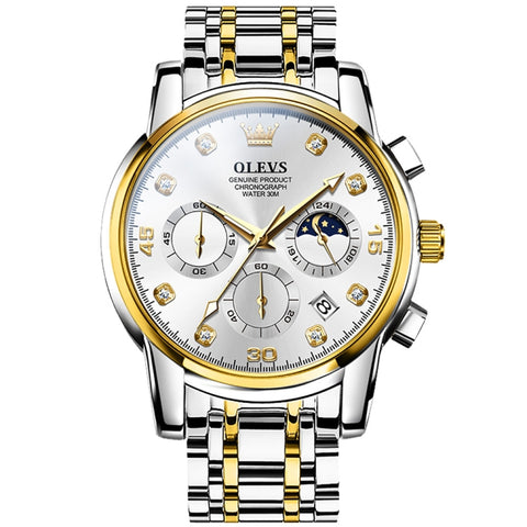 OLEVS 2889 Men Multifunctional Luminous Waterproof Quartz Watch