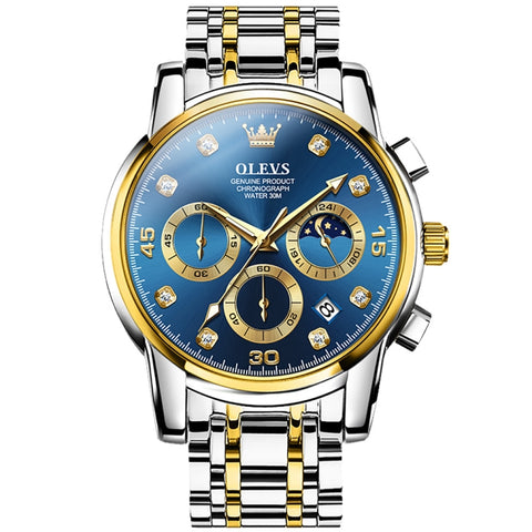 OLEVS 2889 Men Multifunctional Luminous Waterproof Quartz Watch