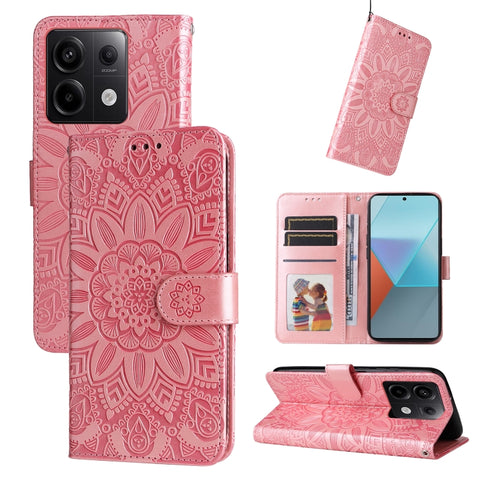 Embossed Sunflower Leather Phone Case, For Xiaomi Redmi Note13 Pro+ 5G Global, For Xiaomi Redmi Note13 Pro 5G Global, For Xiaomi 13T / Redmi K60 Ultra, For Xiaomi Redmi K70 / K70 Pro, For Xiaomi Redmi Poco F5, For Xiaomi Redmi K60 / K60 Pro            ...