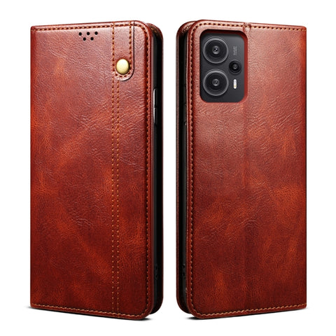 Oil Wax Crazy Horse Texture Flip Leather Phone Case, For Xiaomi Redmi Note 12 Turbo / Poco F5, For Xiaomi Redmi Note 12 Turbo