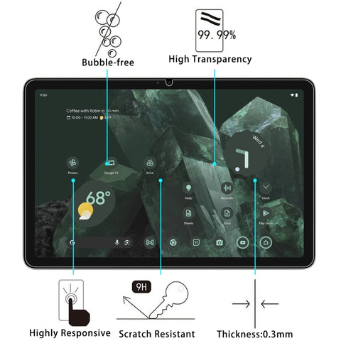 2pcs 9H 0.3mm Explosion-proof Tempered Glass Film, For Google Pixel Tablet 2 11, For Doogee T30 Pro / Google Pixel Tablet (2pcs)