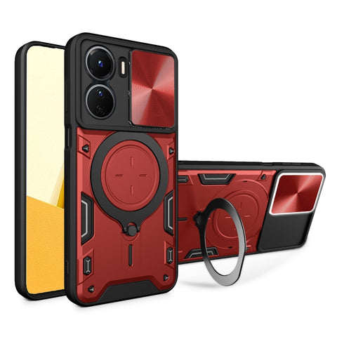 CD Texture Sliding Camshield Magnetic Holder Phone Case, For vivo V25 5G Global, For vivo Y16, For vivo V23e 4G / 5G Global, For vivo V23 5G / S12 5G, For vivo Y51 2020 / Y31, For vivo V21, For vivo Y35 4G