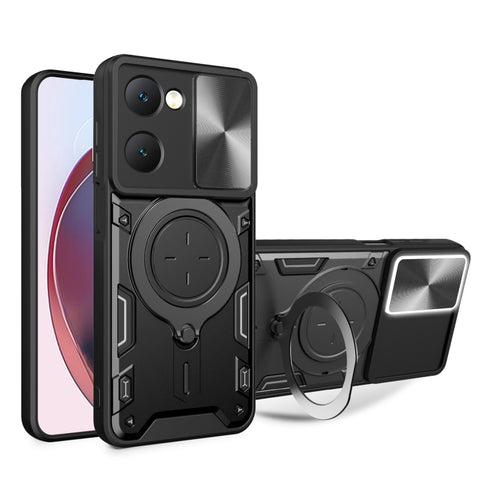 CD Texture Sliding Camshield Magnetic Holder Phone Case, For vivo V30e 5G Global, For vivo Y300 Pro, For vivo iQOO Z9s 5G, For vivo Y28 4G, For vivo Y03 / Y18 / Y18e 4G, For vivo V29e / Y200 5G, For vivo Y36 4G / 5G, For vivo S16 / S16 Pro / V27 5G