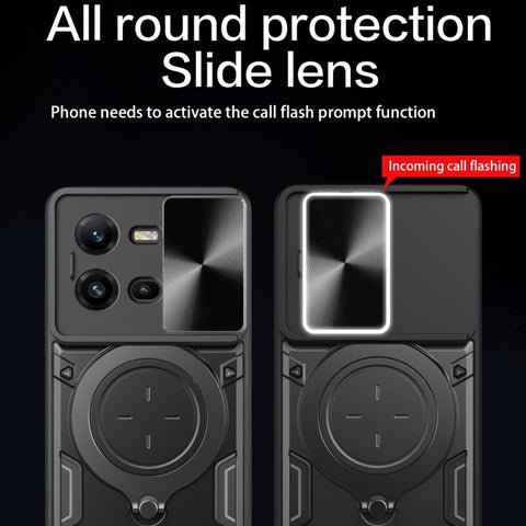 CD Texture Sliding Camshield Magnetic Holder Phone Case, For vivo V25 5G Global, For vivo Y16, For vivo V23e 4G / 5G Global, For vivo V23 5G / S12 5G, For vivo Y51 2020 / Y31, For vivo V21, For vivo Y35 4G