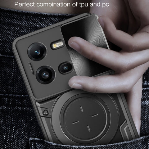 CD Texture Sliding Camshield Magnetic Holder Phone Case, For vivo V25 5G Global, For vivo Y16, For vivo V23e 4G / 5G Global, For vivo V23 5G / S12 5G, For vivo Y51 2020 / Y31, For vivo V21, For vivo Y35 4G