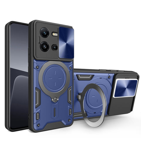 CD Texture Sliding Camshield Magnetic Holder Phone Case, For vivo V25 5G Global, For vivo Y16, For vivo V23e 4G / 5G Global, For vivo V23 5G / S12 5G, For vivo Y51 2020 / Y31, For vivo V21, For vivo Y35 4G