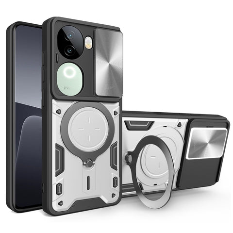 CD Texture Sliding Camshield Magnetic Holder Phone Case, For vivo V30e 5G Global, For vivo Y300 Pro, For vivo iQOO Z9s 5G, For vivo Y28 4G, For vivo Y03 / Y18 / Y18e 4G, For vivo V29e / Y200 5G, For vivo Y36 4G / 5G, For vivo S16 / S16 Pro / V27 5G