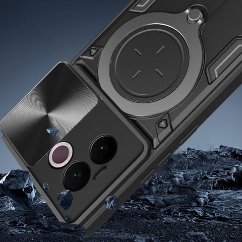 CD Texture Sliding Camshield Magnetic Holder Phone Case, For vivo V30e 5G Global, For vivo Y300 Pro, For vivo iQOO Z9s 5G, For vivo Y28 4G, For vivo Y03 / Y18 / Y18e 4G, For vivo V29e / Y200 5G, For vivo Y36 4G / 5G, For vivo S16 / S16 Pro / V27 5G