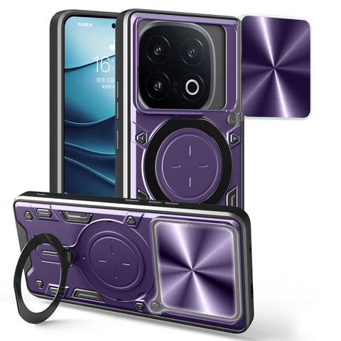 CD Texture Sliding Camshield Magnetic Holder Phone Case, For vivo Y39 5G, For vivo Y29s 5G, For vivo Y29 4G, For vivo V50 5G, For vivo iQOO 13, For vivo Y19s 4G, For vivo X200 5G, For vivo X200 Pro 5G