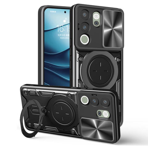 CD Texture Sliding Camshield Magnetic Holder Phone Case, For vivo V30e 5G Global, For vivo Y300 Pro, For vivo iQOO Z9s 5G, For vivo Y28 4G, For vivo Y03 / Y18 / Y18e 4G, For vivo V29e / Y200 5G, For vivo Y36 4G / 5G, For vivo S16 / S16 Pro / V27 5G
