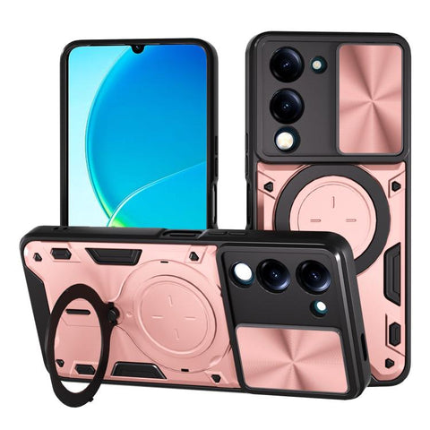 CD Texture Sliding Camshield Magnetic Holder Phone Case, For vivo Y39 5G, For vivo Y29s 5G, For vivo Y29 4G, For vivo V50 5G, For vivo iQOO 13, For vivo Y19s 4G, For vivo X200 5G, For vivo X200 Pro 5G