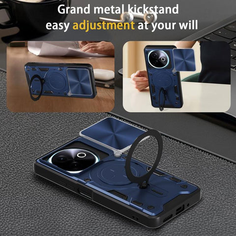 CD Texture Sliding Camshield Magnetic Holder Phone Case, For vivo Y39 5G, For vivo Y29s 5G, For vivo Y29 4G, For vivo V50 5G, For vivo iQOO 13, For vivo Y19s 4G, For vivo X200 5G, For vivo X200 Pro 5G