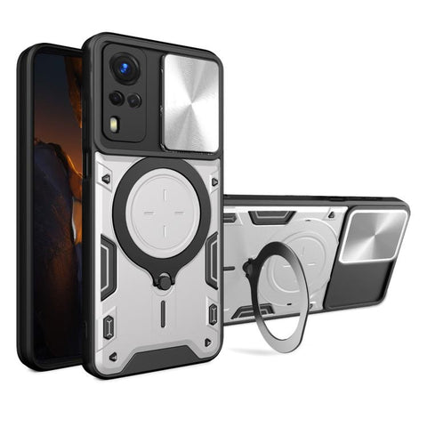 CD Texture Sliding Camshield Magnetic Holder Phone Case, For vivo V25 5G Global, For vivo Y16, For vivo V23e 4G / 5G Global, For vivo V23 5G / S12 5G, For vivo Y51 2020 / Y31, For vivo V21, For vivo Y35 4G