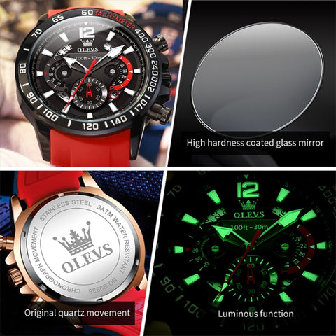 OLEVS 9936 Men Multifunctional Sports Waterproof Quartz Watch