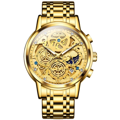 OLEVS 9947 Men Multifunctional Hollow Waterproof Quartz Watch