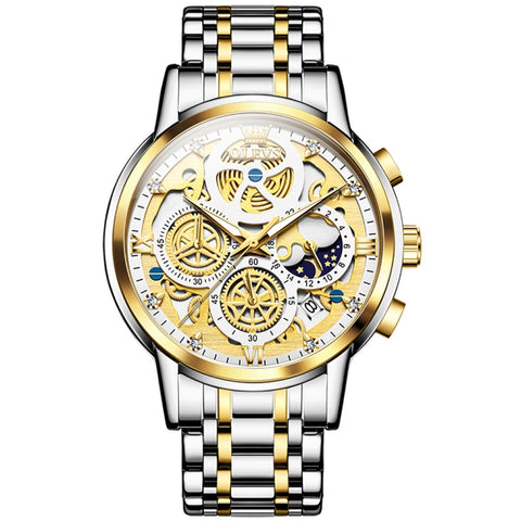 OLEVS 9947 Men Multifunctional Hollow Waterproof Quartz Watch