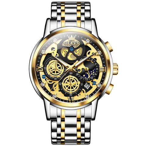 OLEVS 9947 Men Multifunctional Hollow Waterproof Quartz Watch