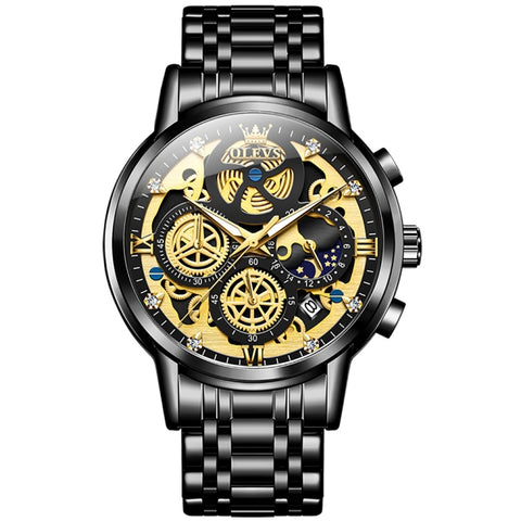 OLEVS 9947 Men Multifunctional Hollow Waterproof Quartz Watch