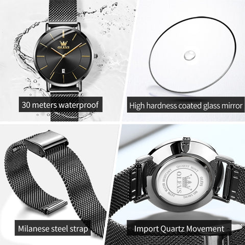 OLEVS 5869 Ladies Business Waterproof Steel Strap Quartz Watch