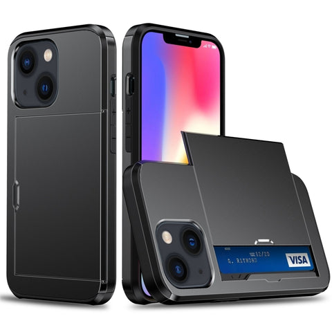 Shockproof Armor Phone Case with Slide Card Slot, For iPhone 15 Pro Max, For iPhone 15 Pro, For iPhone 15 Plus, For iPhone 15