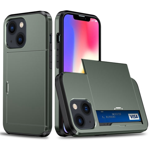 Shockproof Armor Phone Case with Slide Card Slot, For iPhone 15 Pro Max, For iPhone 15 Pro, For iPhone 15 Plus, For iPhone 15