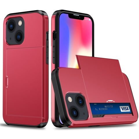 Shockproof Armor Phone Case with Slide Card Slot, For iPhone 15 Pro Max, For iPhone 15 Pro, For iPhone 15 Plus, For iPhone 15