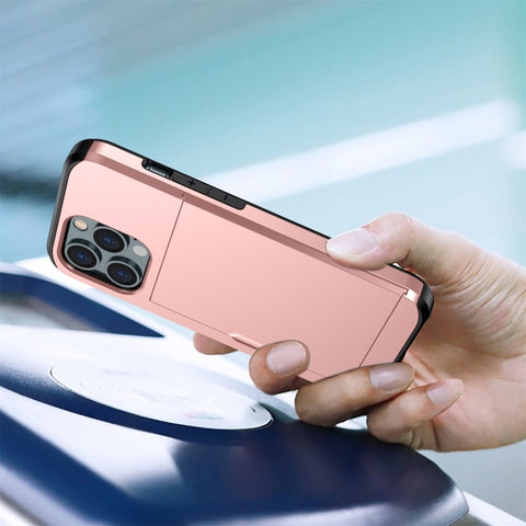 Shockproof Armor Phone Case with Slide Card Slot, For iPhone 15 Pro Max, For iPhone 15 Pro, For iPhone 15 Plus, For iPhone 15