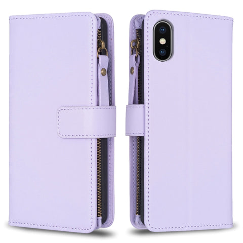 9 Card Slots Zipper Wallet Leather Flip Phone Case, For iPhone 12 Pro Max, For iPhone 11 Pro Max, For iPhone 11, For iPhone 11 Pro, For iPhone XS / X, For iPhone XR, For iPhone XS Max, For iPhone 8 Plus / 7 Plus