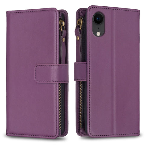 9 Card Slots Zipper Wallet Leather Flip Phone Case, For iPhone 12 Pro Max, For iPhone 11 Pro Max, For iPhone 11, For iPhone 11 Pro, For iPhone XS / X, For iPhone XR, For iPhone XS Max, For iPhone 8 Plus / 7 Plus
