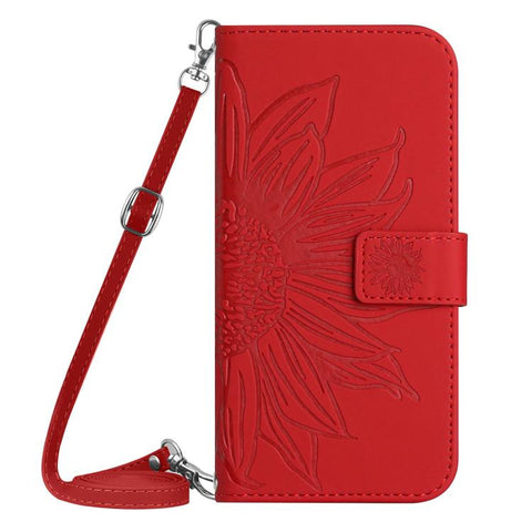 Skin Feel Sun Flower Embossed Flip Leather Phone Case with Lanyard, For iPhone 18 Pro / 17 Pro, For iPhone 18 Pro Max / 17 Pro Max, For iPhone 17e / 16e, For iPhone 17