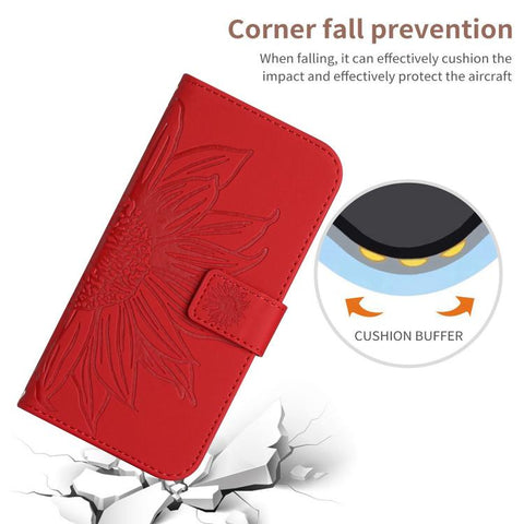 Skin Feel Sun Flower Embossed Flip Leather Phone Case with Lanyard, For iPhone 18 Pro / 17 Pro, For iPhone 18 Pro Max / 17 Pro Max, For iPhone 17e / 16e, For iPhone 17