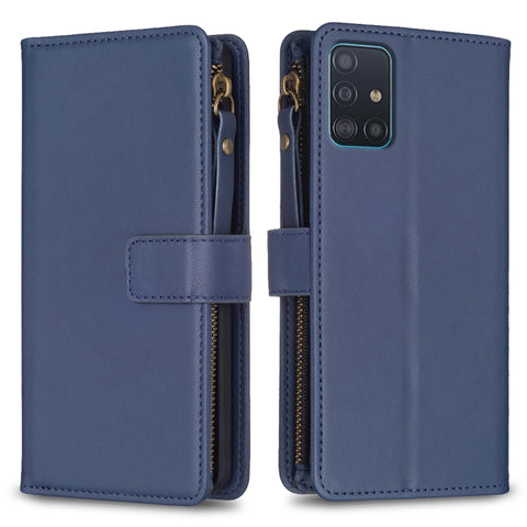 9 Card Slots Zipper Wallet Leather Flip Phone Case, For Samsung Galaxy S20, For Samsung Galaxy S20+, For Samsung Galaxy A71 4G, For Samsung Galaxy A51 4G