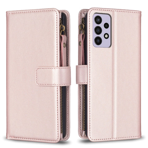 9 Card Slots Zipper Wallet Leather Flip Phone Case, For Samsung Galaxy A22 4G, For Samsung Galaxy A22 5G, For Samsung Galaxy S21 FE 5G, For Samsung Galaxy A23 4G, For Samsung Galaxy A32 4G, For Samsung Galaxy A72, For Samsung Galaxy A52                ...