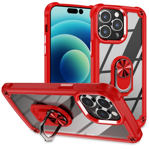 TPU + PC Lens Protection Phone Case with Ring Holder, For iPhone 15 Pro, For iPhone 15 Plus, For iPhone 15
